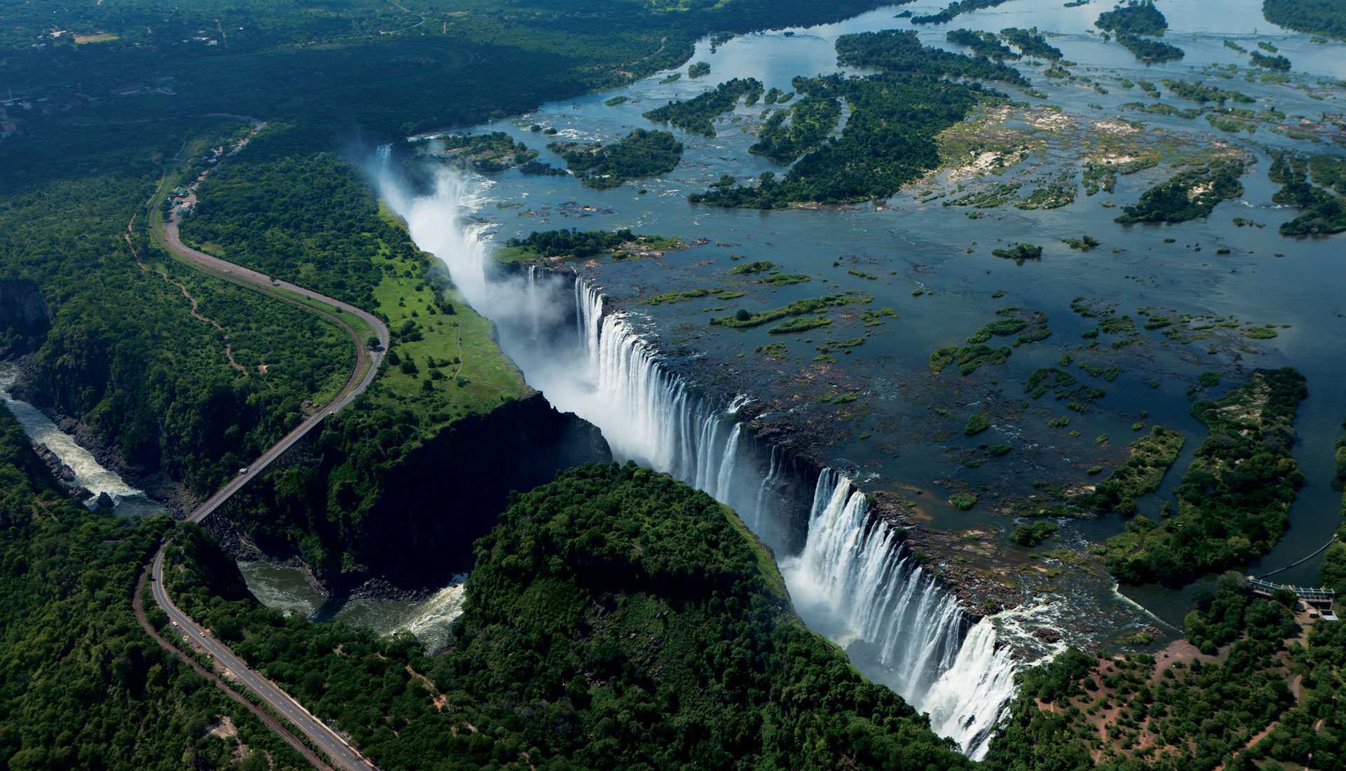 Victoria falls from the air